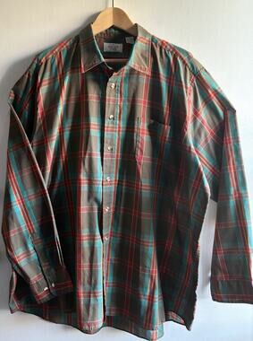 Vintage The Men’s Store At Sears Plaid Shirt 2XL 2XT Tall Brown Pink Teal Button
